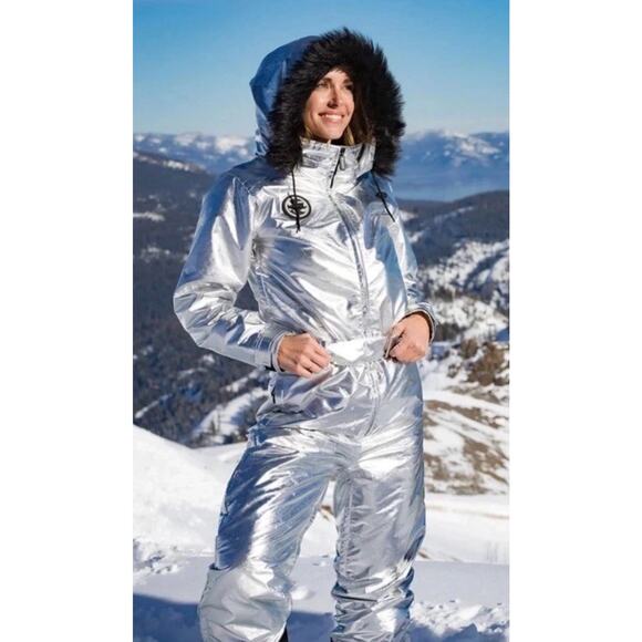 TIPSY ELVES SILVER BULLET ONE PIECE SKI SNOW SUIT Hooded Women's Size Small NEW - Picture 5 of 12